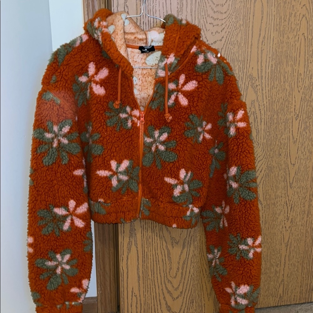 Wild Fable Orange Floral Sherpa Jacket